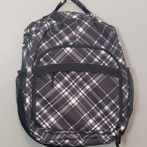 Thirty One Sling Bag Crosshatch Grey & Black Plaid Travel Hiking Backpack